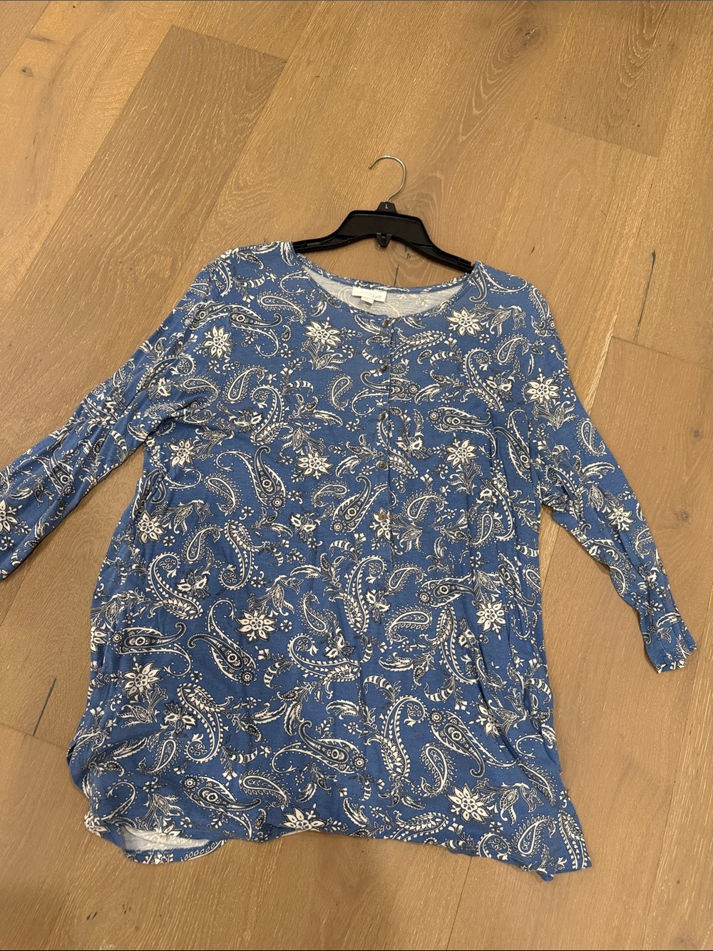 J. Jill Blue Paisley Button-Front Tunic